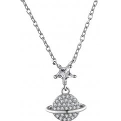 Planet Earth Sterling Silver and Cubic Zirconia Necklace