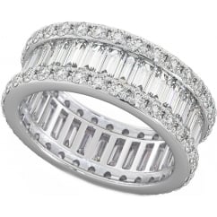 Round & Baguette CZ Full Eternity Ring in 925 sterling silver 
