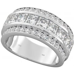 Round & Princess Cut Half Eternity Ring in 925 sterling silver 
