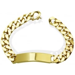  Men's ID Curb Gold Plated Stainless Steel Bracelet ( 8 inches)