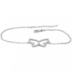 Sterling Silver Butterfly Chain Bracelet Embellished with Cubic Zirconia