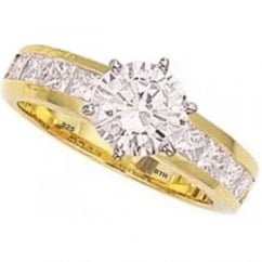 Sterling Silver Gold Plated Classic Cubic Zirconia Ring