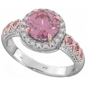 Sterling Silver Halo Ring with Pink Sapphire 