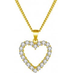 Sterling Silver Open Heart Pendant with Curb Chain Necklace