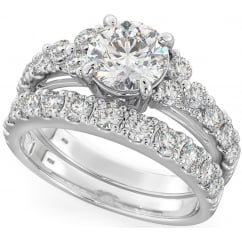 Sterling Silver Ring Set with Round Cut Cubic Zirconia