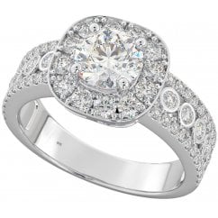 Sterling Silver Vintage Halo Cubic Zirconia Eternity Ring