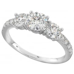 Timeless Trilogy 3 stone Cubic Zirconia 925 Sterling Silver Ring 