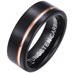 Tungsten Rose Gold And Black Men's Ring