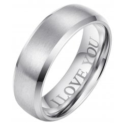 Tungsten Wedding Band Engraved with ‘I Love You ’ - 8mm