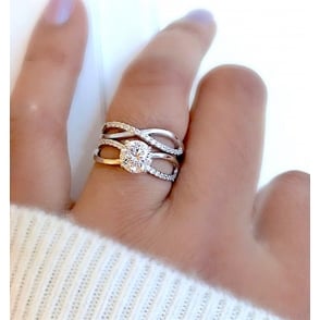 Twisted Infinity 925 sterling silver Wedding Engagement Ring Set