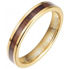 Unisex 4mm Tungsten Carbide & Koa Wood Wedding Band Eternity Ring