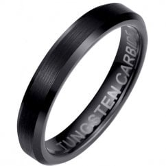 Unisex Black Tungsten 4mm Classic Wedding  Band Ring