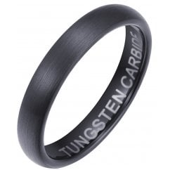 Unisex Black Tungsten Ring 4mm Classic Wedding Comfort Fit Band Ring