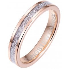 4mm Rose Gold Tone Tungsten & Meteorite Wedding Band