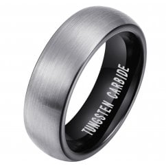 Unisex Men's Silver And Black Tungsten Ring - 6mm