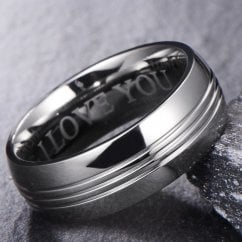 Unisex/Mens Titanium Wedding Band - Engraved with I Love You 