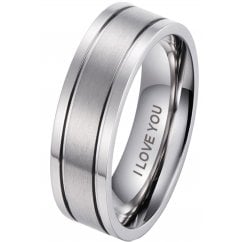 Unisex Titanium Wedding Band Engraved with ‘I Love You’ -6mm