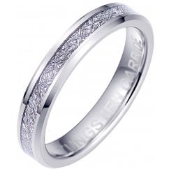 Unisex Tungsten Carbide Silver Meteorite Wedding Band Eternity Ring- 4mm