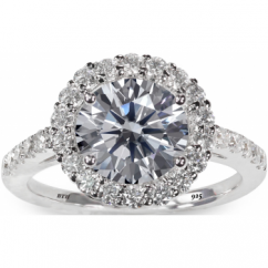 Victoriana 925 Silver Halo Engagement Ring