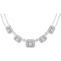 Vintage Allure Sterling Silver Pendant Necklace with Emerald Cut CZ