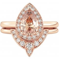 Women’s Pear-Cut Morganite Rose Gold Ring Set