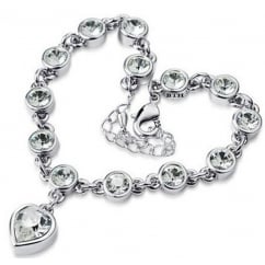 Women’s Sterling Silver Heart Swarovski Crystals Bracelet 
