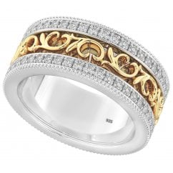 Womens Gold Tone 925 Silver Spinning eternity ring 